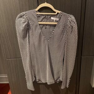Frame silk striped V neck blouse